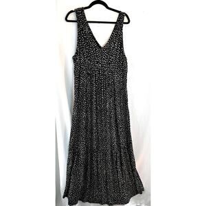 Isabel Maternity Black White Print Maxi Dress Sleeveless Tiered XXL